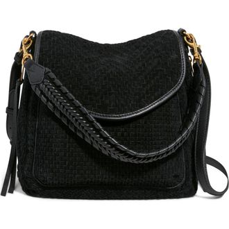 Aim&eacute;e All For Love Woven Convertible Shoulder Bag in Black Woven Suede at Nordstrom