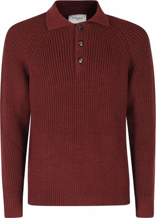 Circolo 1901 Bordeaux Ribbed Wool Polo Sweater