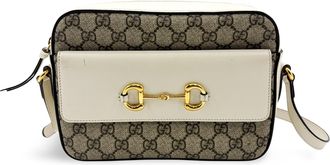 Gucci Horsebit 1955 Flap Pocket Camera Gg Coated Canvas And Leather Beige Canvas Handbag (Pre-Owned)