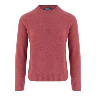 Polo Ralph Lauren Trui van wol en kasjmier met elleboogstukken - Heren - Ronde hals truien - Rood - XL - Wol - Truien & Vesten