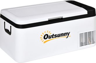 OUTSUNNY 12V Portable Car Refrigerator w/ Inner LED Light Indoor Outdoor - 18L | TJ Hughes