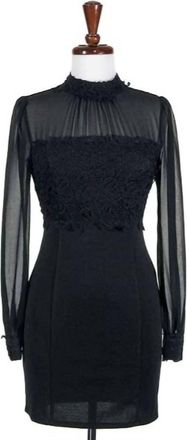Double Zero Womens Sheer Lace Dress In Black