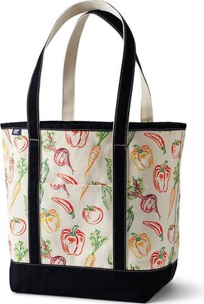 Lands End Lands End Canvas Open Top Tote Bag Regular & Long Handle Carry All - Stylish for Work Travel Beach Errands Great Gift in Vegetable