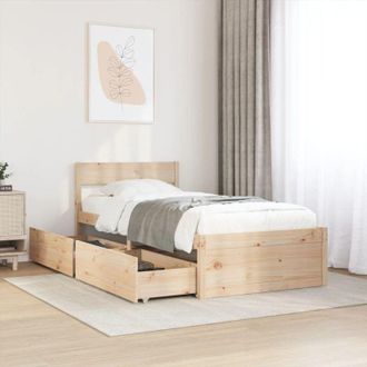 vidaXL Estructura De Cama Sin Colch&oacute;n Madera Maciza Pino 75x190 Cm Vidaxl