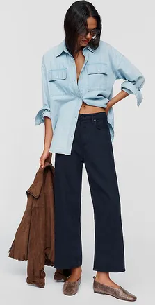 A Gold E Petite Ren High Rise Wide Leg Jeans