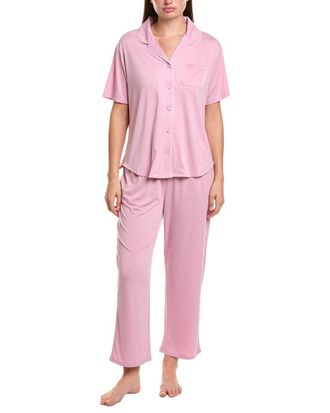 Flora Nikrooz Flora By Flora Nikrooz 2Pc Solid Knit Notch Collar Pajama Set