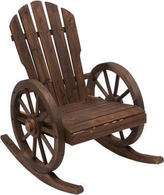 OUTSUNNY Adirondack Rocking Chair Porch Poolside Garden Lounging Carbonized Wood