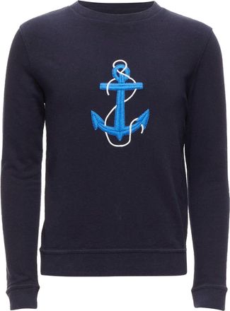 A.P.C. A. P.C. navy blue white anchor embroidery crew neck cotton sweatshirt US0 XS