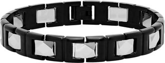 Robert Alton Stainless Steel with Black Finish Facet Link Bracelet