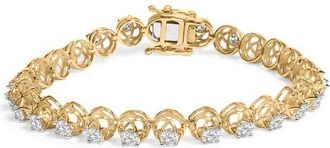 House of Brilliance 14K Yellow Gold Plated Silver 3 9/10 Cttw Diamond Buttercup Style Tennis Bracelet at Nordstrom