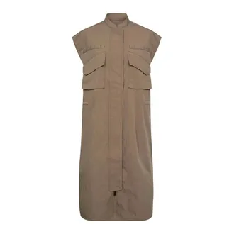 Mos Mosh Midi Dresses, female, Brown, Size: XL Utility Inspired Dress with High Collar