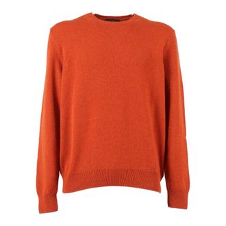Slowear Round-neck Knitwear, male, Orange, Size: 2XL Giro Sweater
