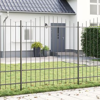 Berkfield Home Fence Panel with Spike Arch Set of 5 Grey Powder-Coated Steel