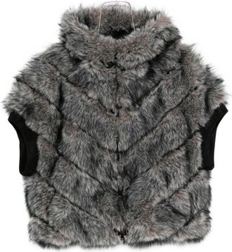 Betta Corradi Chevron Patterned Plush Faux Fur Coat