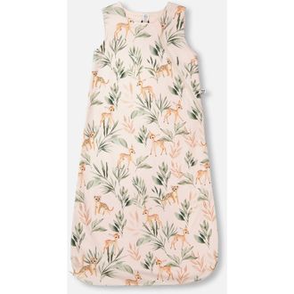 Deux par Deux Organic Cotton Jersey Muslin Deer Printed Sleep Sack in Peach Deer Print at Nordstrom, Size 18-24M