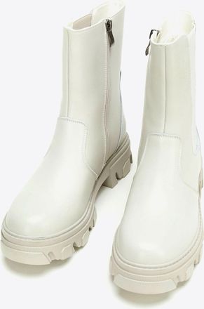 Wittchen Dames Leren Chelsea Boots op een Grijs Beige Platform, Natuurlijk Leer
