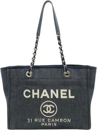 Chanel Pre-owned Vintage Denim Schoudertas - Dames - Vintage Shopper - Blauw - ONE Size - Denim - Vintage