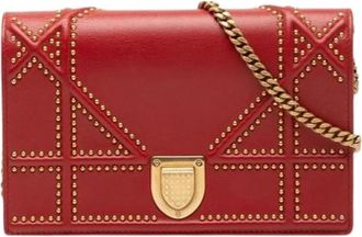 Dior Pre-owned Cross Body Bags, female, Red, Size: ONE SIZE Pre-owned Diorama Wallet on Chain