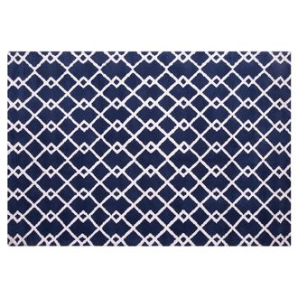 Beliani Beliani - Alfombra De Tela Azul 140 X 200 Cm Geom&eacute;trica Rectangular Moderna Serres