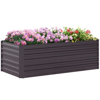 OUTSUNNY Galvanised Steel Outdoor Raised Bed w/ Reinforced Rods - Dark Grey | TJ Hughes