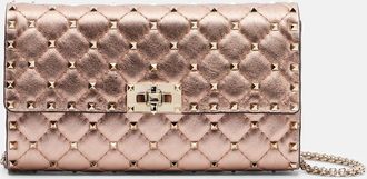 Valentino Garavani Borsa Rockstud Spike in pelle metallizzata