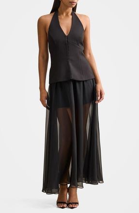 Ever New Martine Halter Maxi Dress in Black at Nordstrom, Size 14