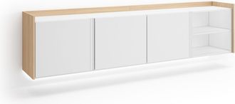 Skraut Home Skraut Home - Mueble Tv, Televisi&oacute;n, Muebles De Sal&oacute;n, Almacenaje, 207x35x50cm, Para Tv Hasta 80, Colgado, Suspendido, Led, Estilo Moderno, Blanco Y R