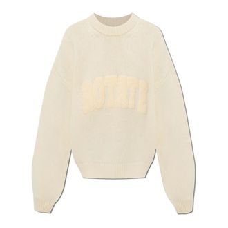 Rotate ROTATE Birger Christensen, Round-neck Knitwear, female, Beige, Size: XS Crewneck Sweater