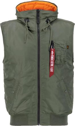 Alpha Industries Hooded Ma-1 Vest in Sage Green - Heren - Bodywarmers - Groen - M - Polyester - Jassen