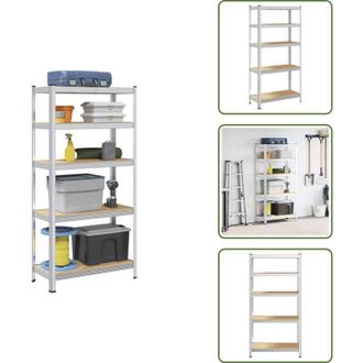 vidaXL Scaffale regolabile - vidaXL Mensola 5 Strati Argento in Acciaio e Legno Multistrato - Scaffale in acciaio zincato