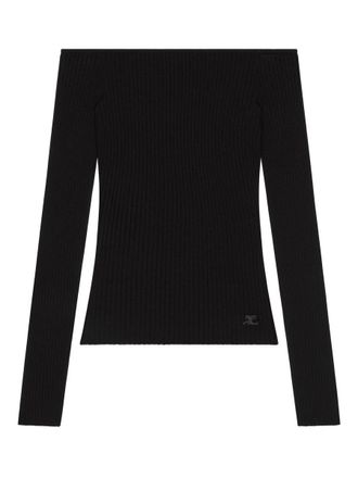 Courr&egrave;ges Off Shoulder Rib Knit Top Clothing