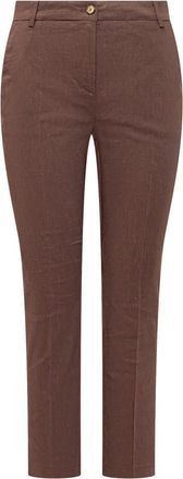 Pinko Brown Slim Flat Front Pants