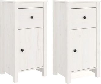 vidaXL Sideboards 2 pcs White 40x35x80 cm Solid Wood Pine Vidaxl