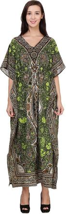Royal Womens Essentials-Tribal-Ethnic-Print-Kaftan Dress (Parrot Green)