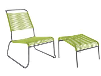 Schubiger M&ouml;bel Spaghetti-Kufen-Lounger-Hochlehner + Hocker S&auml;ntis