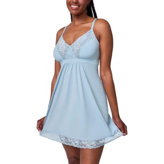 Montelle Intimates Lace Trim Full Bust Support Chemise in Dewdrop/chantilly at Nordstrom, Size Xx-Large