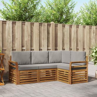 vidaXL Vidaxl Set Di Divani Da Esterno 4 Pz Grigio Naturale E Chiaro