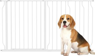 OEM Barrera De Seguridad De Perros Extensible Para Escaleras Y Puertas 75-145 Cm Con 3 Extensiones De 10/20/30 Cm Montaje A Presi&oacute;n Altura 76 Cm Blanco