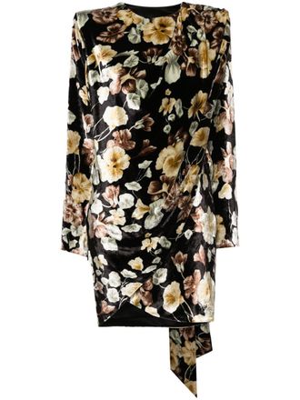 Saint Laurent Fluwelen wikkeljurk - Zwart