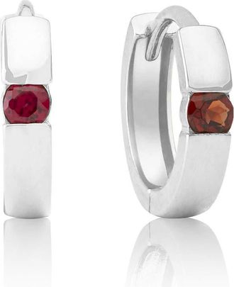 MAX + STONE 14k Yellow or White Gold Small Round Gemstone Huggie Hoop Earrings
