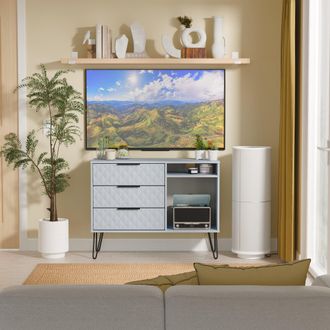 Lewis's Harlequin 3 Drawer TV Unit in Denim Blue - Ready Assembled - Lewiss Home | TJ Hughes