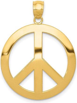 Diamond2Deal 14k Yellow Gold Peace Sign Pendant