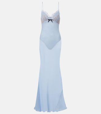 Self Portrait Strappy lace-trimmed georgette gown