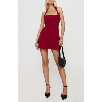 Princess Polly Alyn Halter Minidress in Wine Red at Nordstrom, Size 2