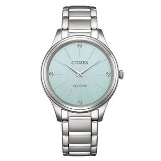 Citizen Eco-Drive Crystal Green Dial Ladies Watch EM1220-58Y