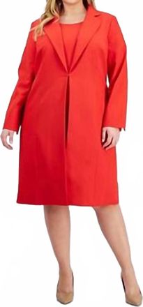 Le Suit Sheath Dress And Long Matching Jacket In Red