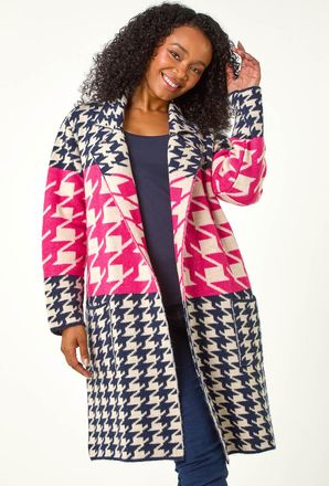 Roman Houndstooth Knit Coatigan
