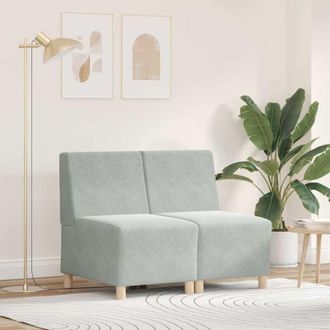 vidaXL Unit&agrave; di Divano Modulare Senza Braccioli 2 pcs Grigio chiaro - Vidaxl