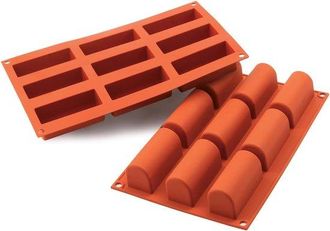 OEM Molde De Silicona Para Hornear Troncos Navide&ntilde;os Individuales Medianos, Revestimiento Antiadherente, 9 Porciones, Juego De 2 Moldes, Terracota