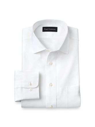 Paul Fredrick Non-iron Cotton Twill Spread Collar Dress Shirt